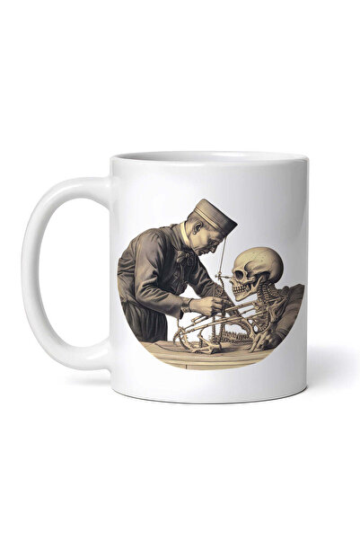 OEM Cană albă personalizată, Anatomie antică, schelet ciudat, Inovatix®. 330 ml