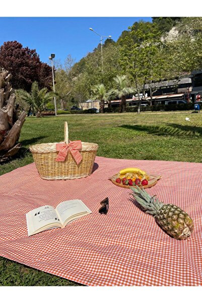 Beyaz Atölyem Büyük Boy Xxl Hasır Kapaklı Piknik Sepet Seti