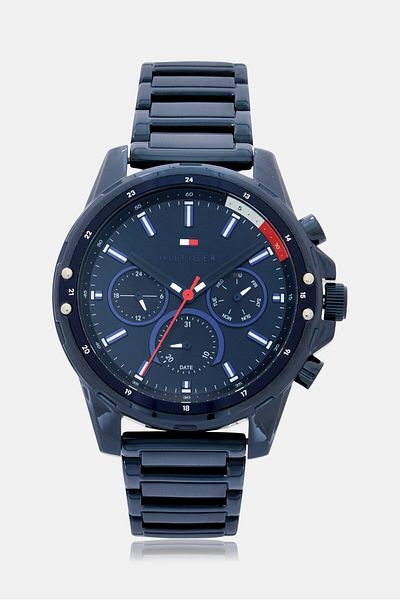 Tommy Hilfiger Men 1791789 Stainless Steel Watch 45mm, Navy Blue