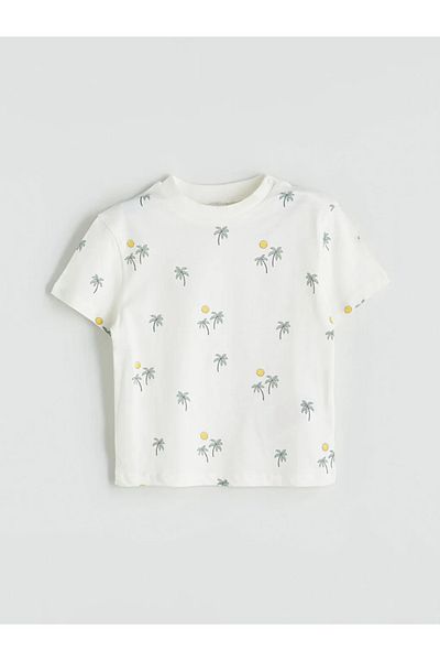 LC Waikiki Lcw Baby Green Printed Baby Boy T-Shirt and Salopet 2-Pack