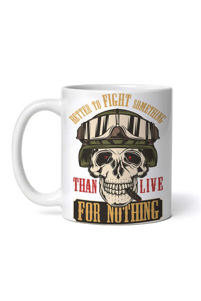 OEM Cană albă personalizată, Craniu cu tematică „Mai bine să lupți cu ceva de...
