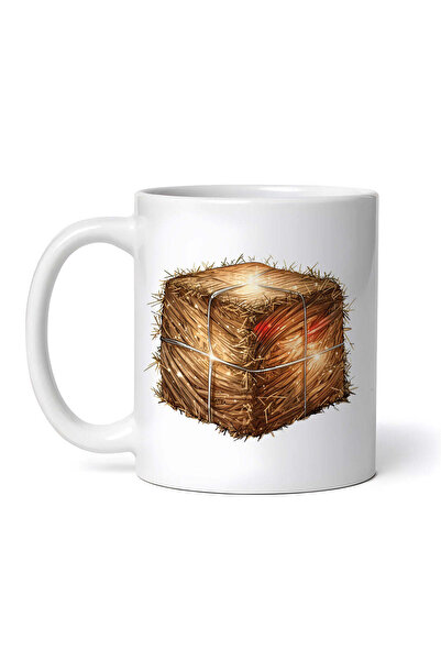 OEM Cană albă personalizată, model balot de paie, Inovatix®. 330 ml