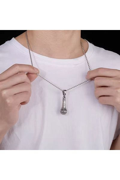 Bozhi 🎤   Microphone Necklace - Flashy Jewelry for Karaoke and Musical Lovers |   Gift for Music Enthusiasts