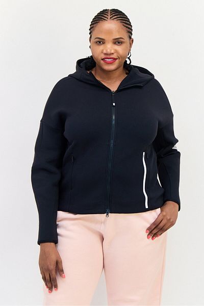 adidas Women Plus Size Long Sleeve Outdoor Hoodie, Black