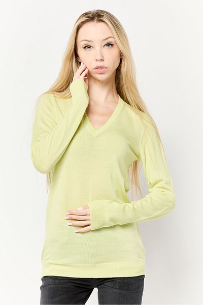 Harmont & Blaine Women V-neck Long Sleeves Knitted Sweater, Green