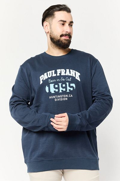 PAUL FRANK Men Crew Neck Graphic Print Long Sleeves Sweatshirt, Navy