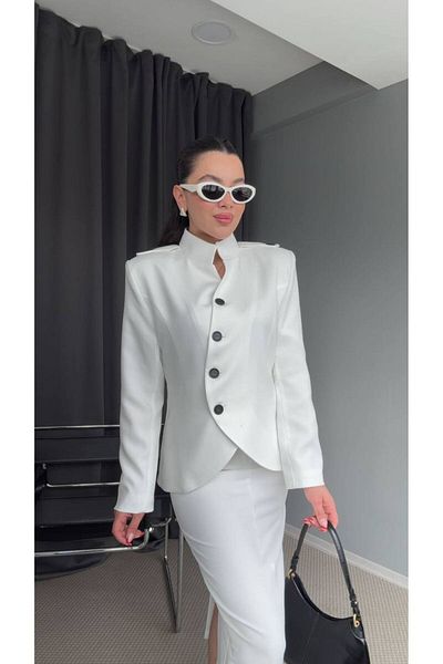 MODAGK Women's Double Design Blazer Jacket Skirt Suit