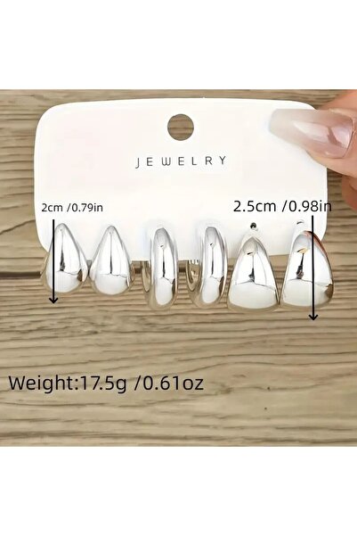 Perry Accesories 3 ADET ÇİFT KOMBİN KÜPE BOTTEGA GÖZYAŞI KÜPE ÇOKLU BOMBELİ KÜPE KADIN KÜPE