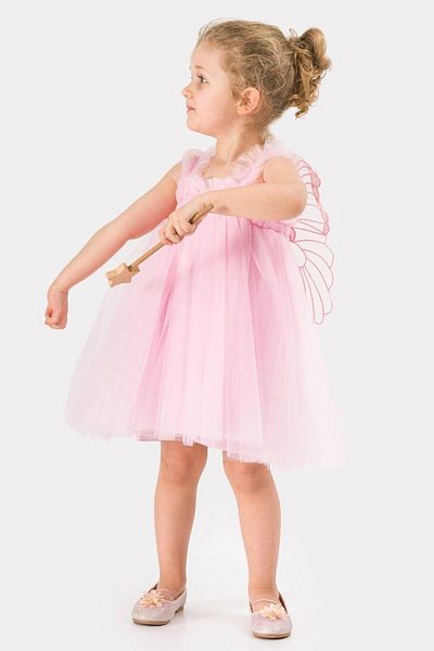 2kids2mom Baby Girl Children's Winged Birthday Party Wedding Special Day Tulle Lined Princess Dress
