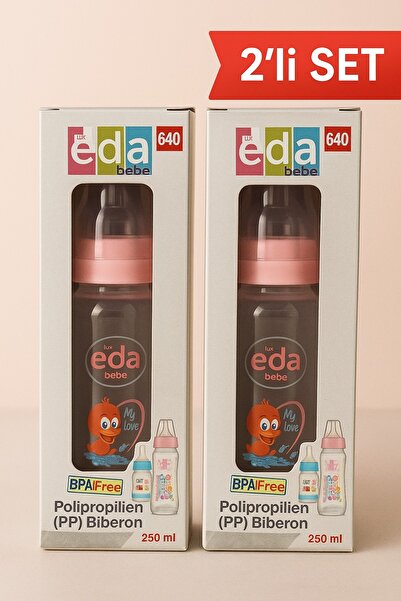Eda 2’li Biberon Seti 250 ml BPA İçermez Sızdırmaz Kapak Silikon Emzikli Bebek Beslenme Ürünü