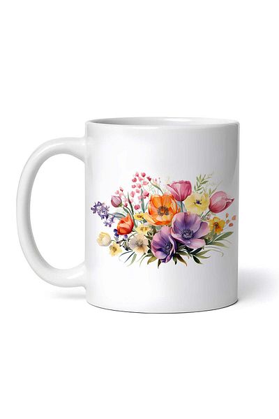OEM Cană albă personalizată, buchet de flori Armonia, INOVATIX®. 330ml