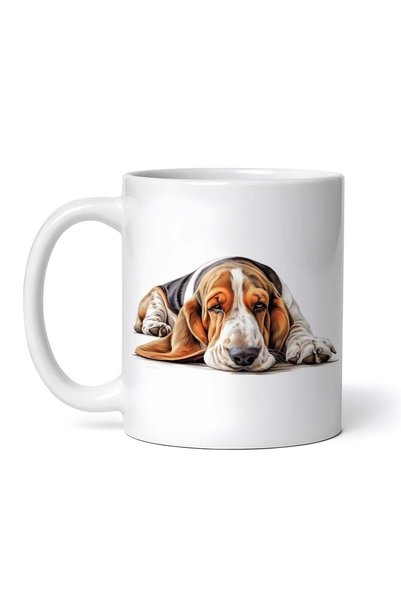 OEM Cană albă personalizată, Basset Brown, Inovatix®. 330 ml