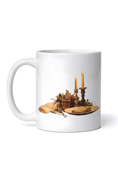 OEM Cană albă personalizată, aranjament masă de Crăciun, INOVATIX®. 330ml