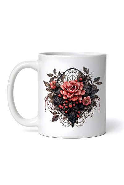 OEM Cană albă personalizată, aranjament floral gotic Suzy, INOVATIX®. 330ml