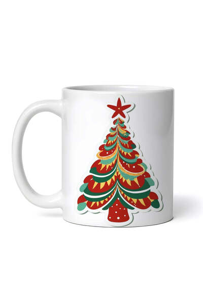 OEM Cană albă personalizată, Brad de Crăciun cu stea roșie, Inovatix®. 330 ml