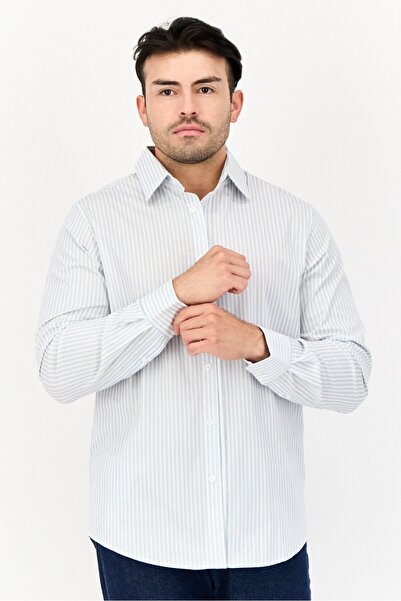 English Laundry Men Regular Fit Stripe Long Sleeves Casual Shirt, Multicolor