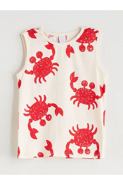LC Waikiki Lcw Baby Ecru Crab Printed Baby Boy T-Shirt and Shorts Pack of 2