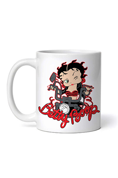 OEM Εξατομικευμένη Λευκή Κούπα, Betty Boop On A Motorcycle, Inovatix®. 330ml