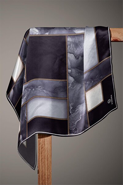 Vissona Twill Silk Scarf Black, Gray