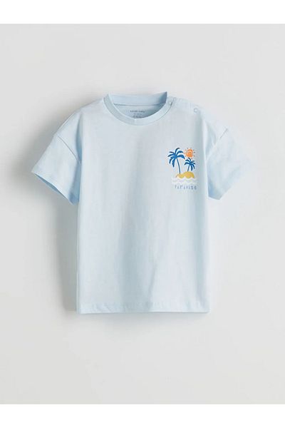 LC Waikiki Lcw Baby Blue Printed Baby Boy Rompers and Shorts 2-Pack