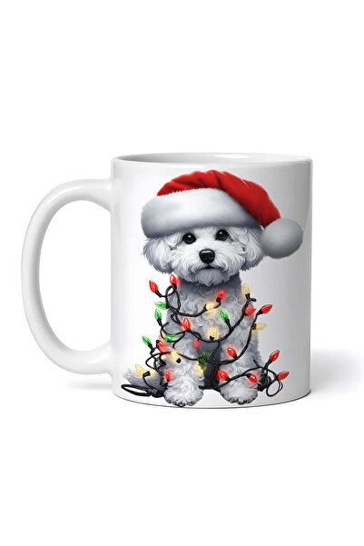 OEM Cană albă personalizată, Bichon decorată de Crăciun, INOVATIX®. 330ml