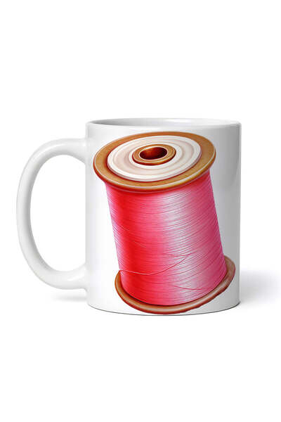 OEM Cană albă personalizată, bobină de ață roz, Inovatix®. 330 ml