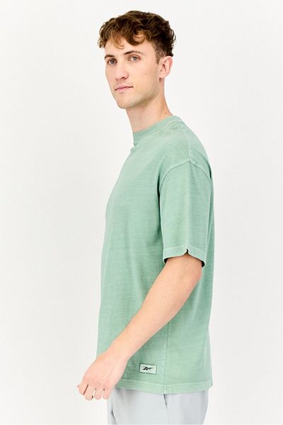 Reebok Men Sportswear Fit Brand Logo Short Sleeves Outdoor T-Shirt, Sage Green