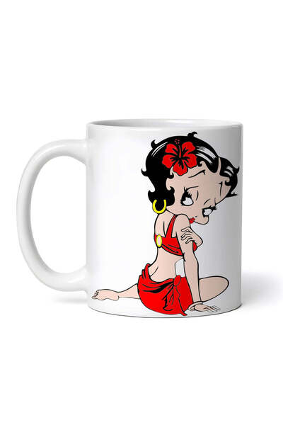 OEM Cană albă personalizată, Betty Boop privind peste umăr, Inovatix®. 330 ml
