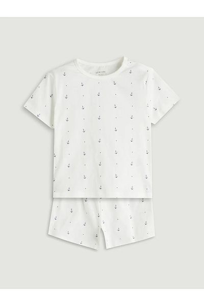 LC Waikiki Lcw Baby Ecru Printed Baby Boy T-Shirt and Shorts 2-Pack