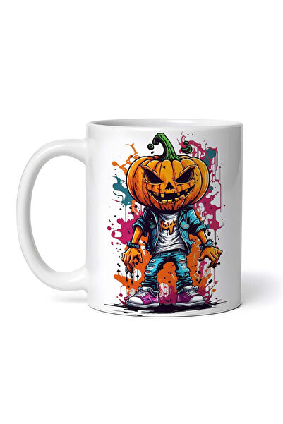 OEM Cană albă personalizată, Mască de băiat cu dovleac, Inovatix®. 330 ml