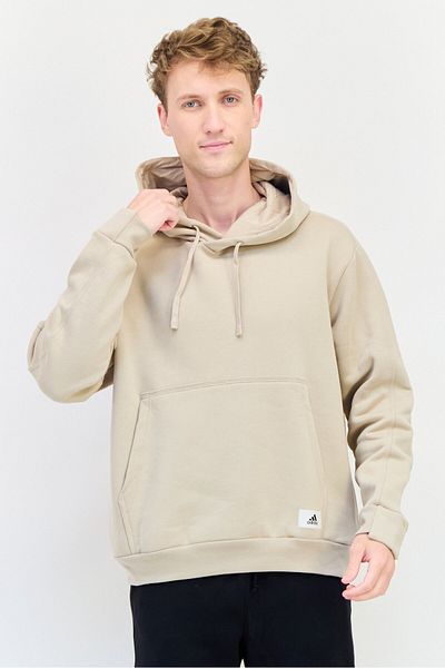 adidas Men Sportswear Fit Long Sleeve Outdoor Hoodie, Beige