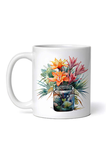 OEM Cană albă personalizată, borcan cu flori de vară, Inovatix®. 330 ml