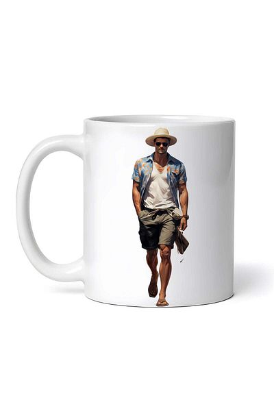 OEM Personalized White Mug, Man With Green Shorts And White T-shirt, Inovatix®. 330ml