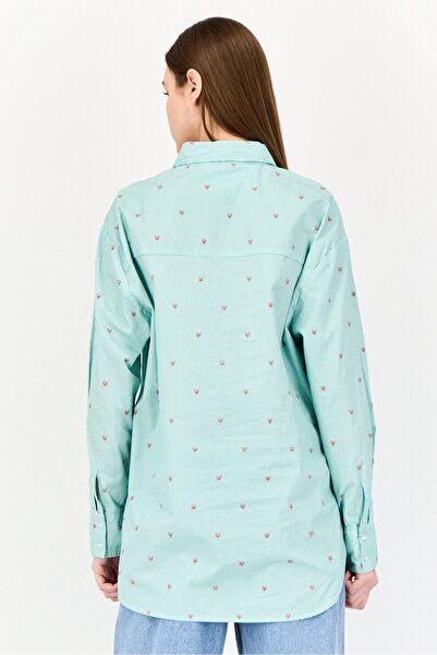 XOXO Women Spread Collar Long Sleeve Allover Print Shirt, Multicolor