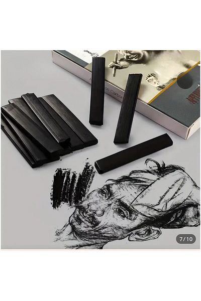 Anoffel Compressed Charcoal Fuser 1 Pack of 6 Black Square Press Charcoal Fuser Flat Drawing Shading Graphite