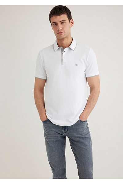 Mavi Bílé polo tričko – podrobný límec, vypasovaný střih062373-27879