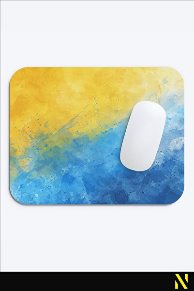 nilizma Mouse Pad ergonomic cu model de culoare galben albastru - 22 cm x 18 cm - Mousepad cu bază anti-alunecare