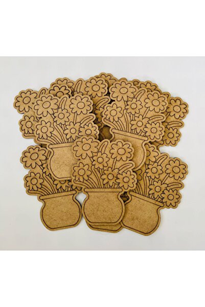 WoodStory Ahşap Boyama Oyuncak – 10’lu Çiçek Figürü Seti | Kendin Boya | Eğit...