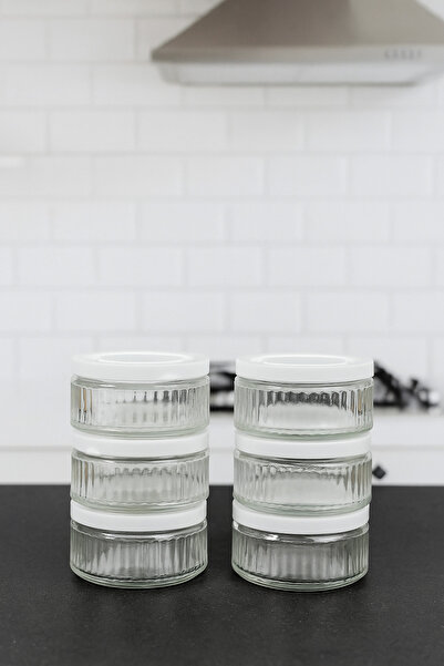 ZURİ DESİGN Set of 6 Airtight Glass Bowls - 140 Cc |   White Lid, Leak Proof Storage Container Multi-Purpose