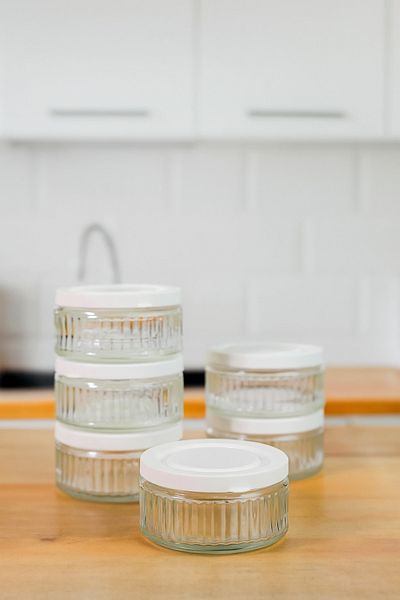 ZURİ DESİGN Set of 6 Airtight Glass Bowls - 140 Cc |   White Lid, Leak Proof Storage Container Multi-Purpose
