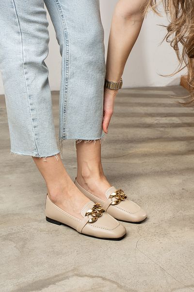 MUFUMA Women's Beige Ring Buckle Ballerinas