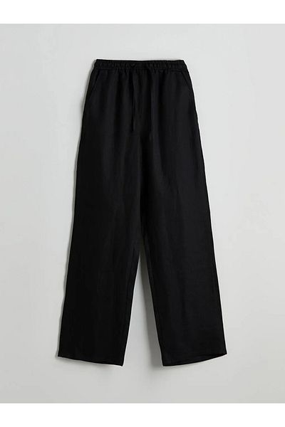 LC Waikiki Pantaloni de damă LCW Modest cu talie elastică din in