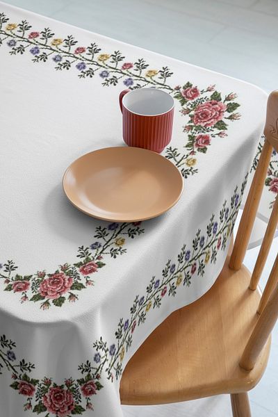 Rell Home Κάλυμμα τραπεζιού χωρίς ανησυχία, ύφασμα Slub, ανθεκτικό στους λεκέδες