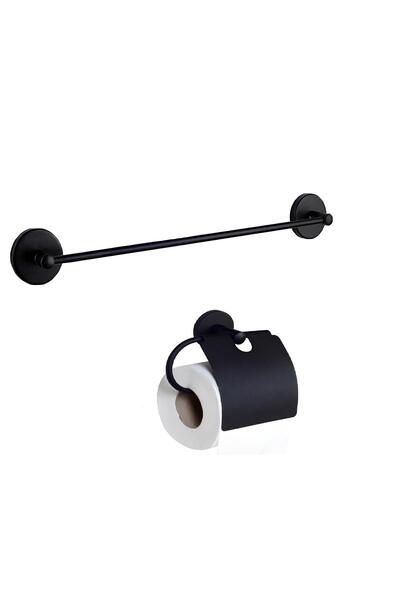 Zethome Paslanmaz Duvara Monte Banyo Uzun Havluluk Ve Kapaklı Kağıtlık Seti S...