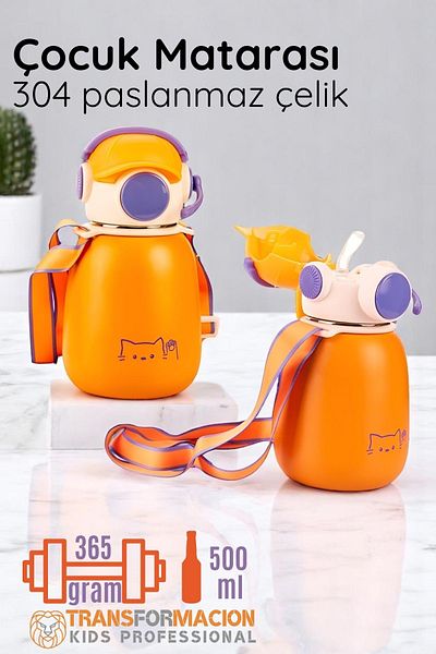 Transformacion Inox Steel Lightweight Children's Water Bottle 500 ml Capacity 721719 Orange