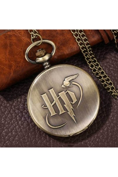 keyfim shop Kişiye Özel Retro Harry Potter Kabartmalı Quartz Köstekli Saat