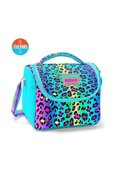 Coral High Thermo Lunchbox Colorful Leopard Pattern 11785