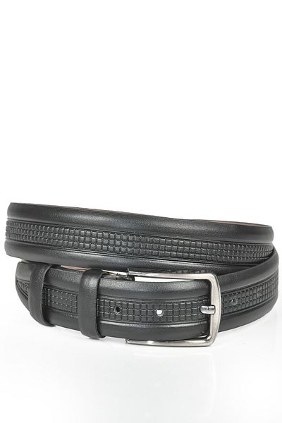 DeepSEA Ανδρική μαύρη ζώνη 3,5 cm με σχέδιο Classic Faux Leather 2402626