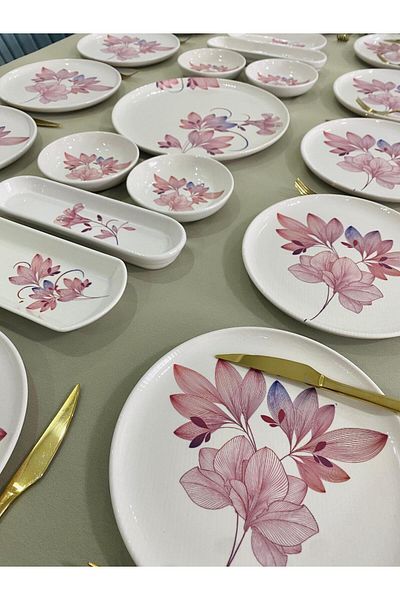 Yiğit Seramik Züccaciye Mira 21 Piece Breakfast Set for 12 People