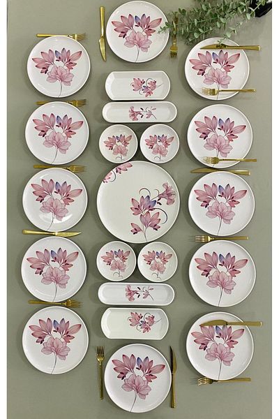 Yiğit Seramik Züccaciye Mira 21 Piece Breakfast Set for 12 People
